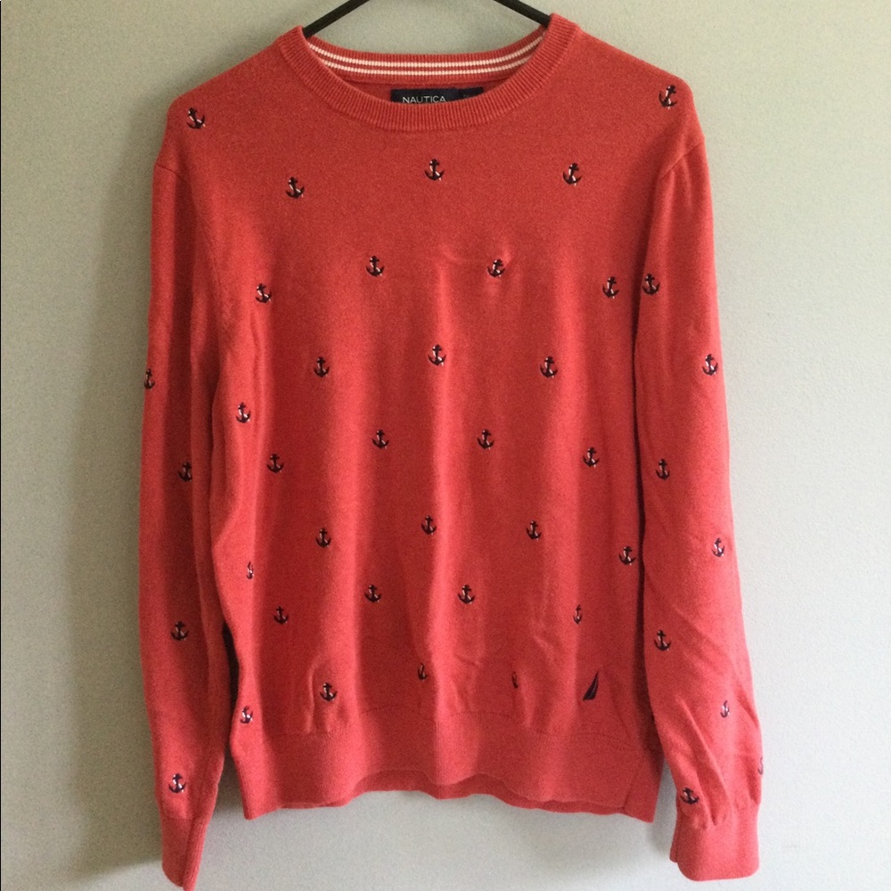 Men’s Nautica Anchor Sweater Red